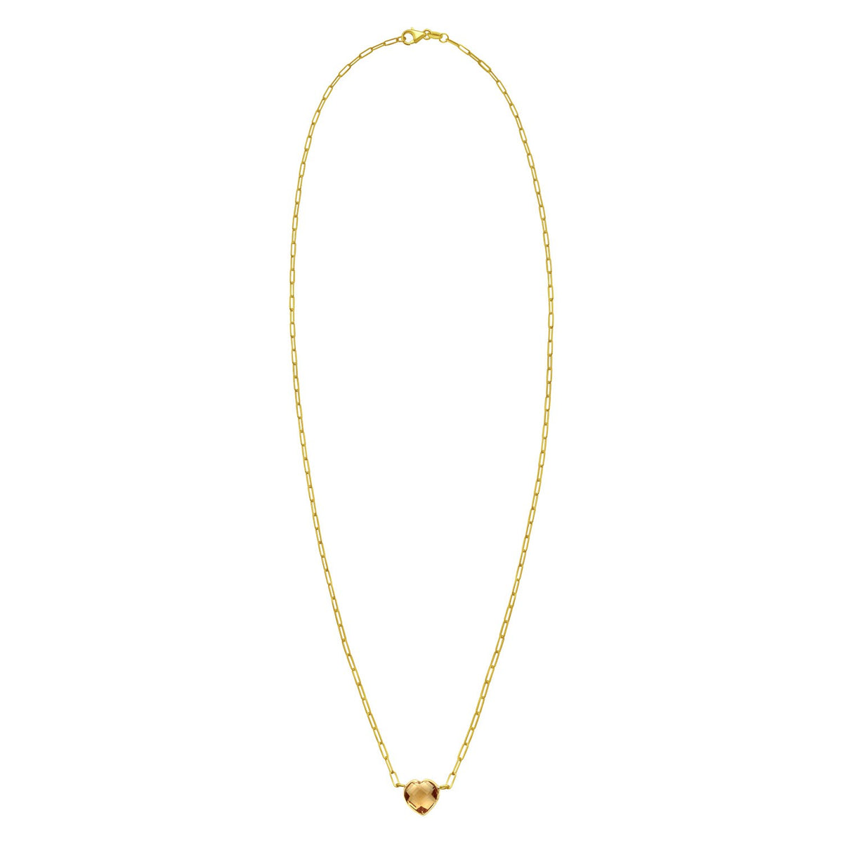 14K Yellow Gold Citrine Heart Necklace (1.50 mm)