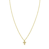 14K Yellow Gold Petite Diamond Cross Necklace