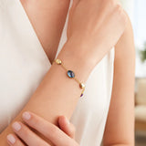 14K Yellow Gold Oval Gemstone and Bead Bracelet
