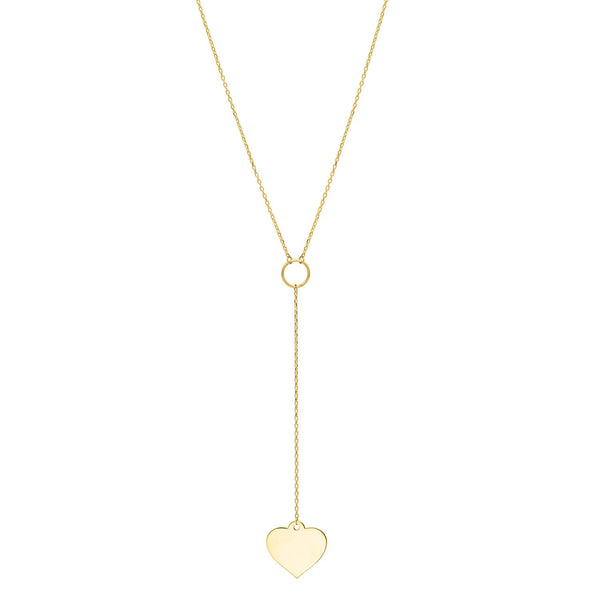 Lariat Heart Necklace in 10K Yellow Gold