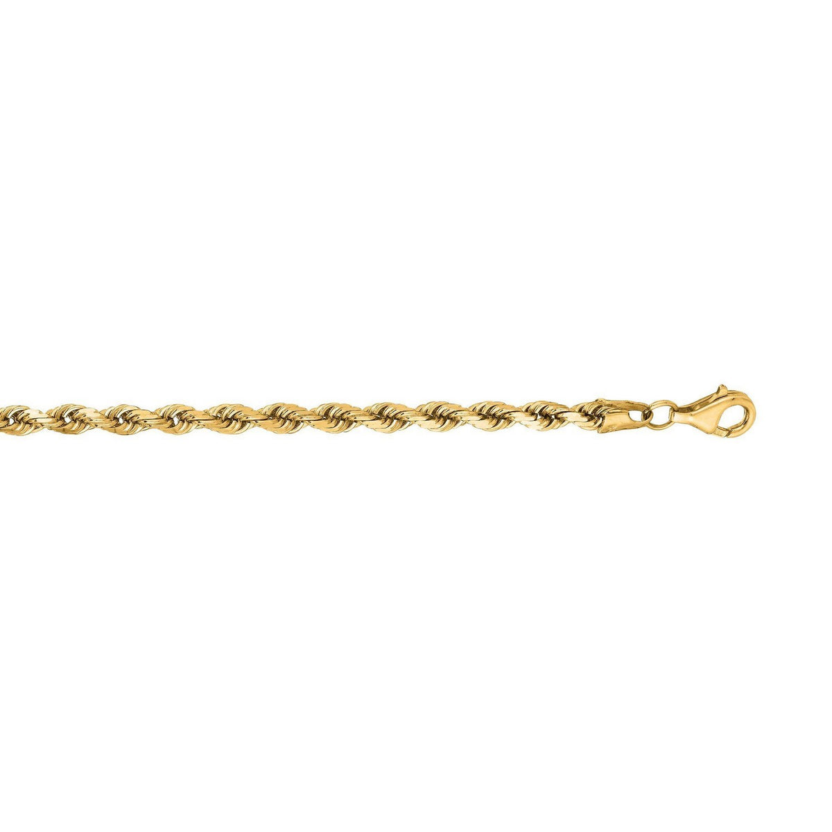 10k Yellow Gold Solid Diamond Cut Rope Bracelet (4.00 mm)
