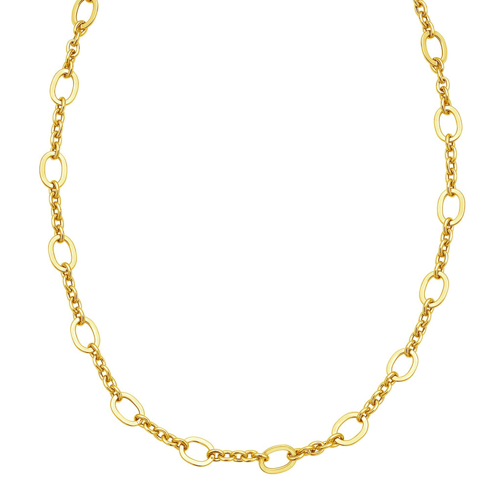 14K Yellow Gold Five and One Oval Link Chain Necklace