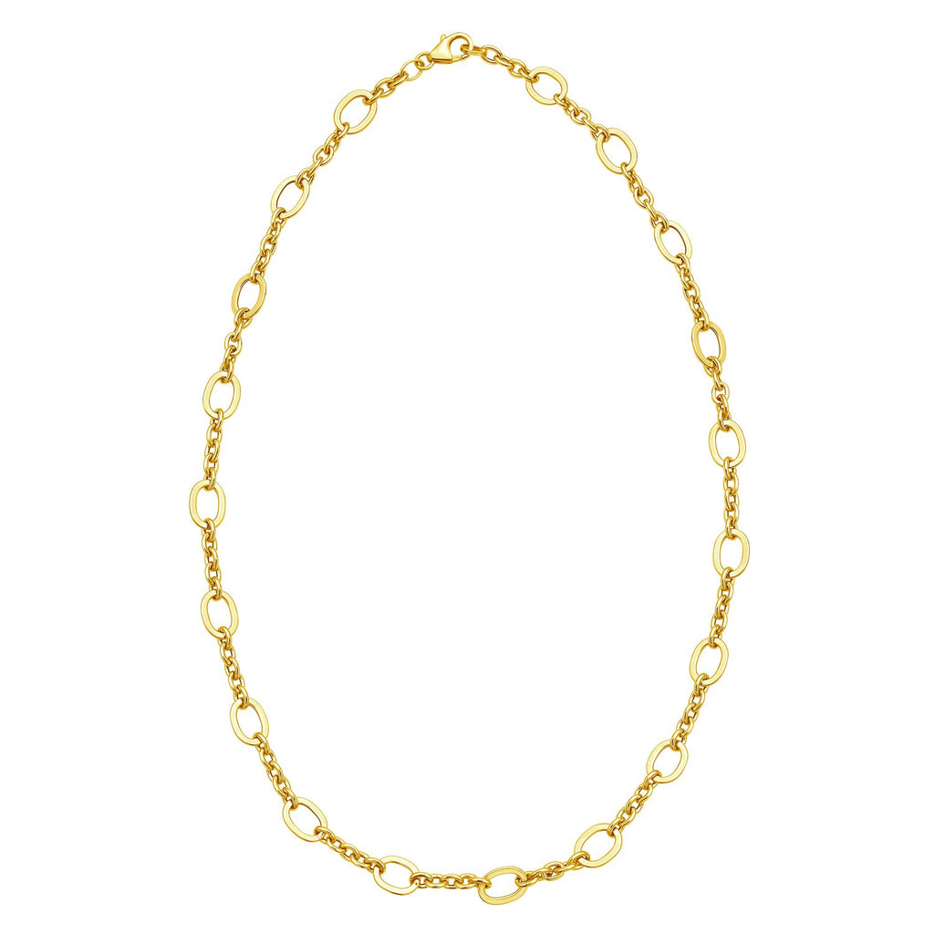 14K Yellow Gold Five and One Oval Link Chain Necklace