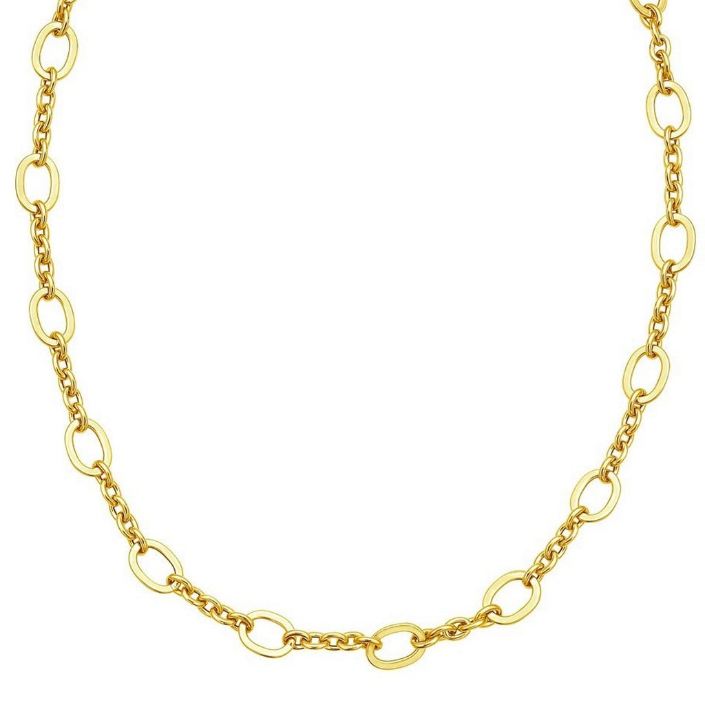14K Yellow Gold Five and One Oval Link Chain Necklace
