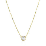 14k Yellow Gold 17 inch Necklace with Round White Topaz