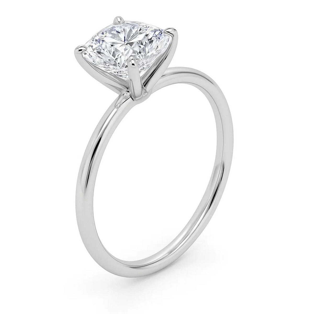 2 Carat Cushion Lab Grown IGI G/VS1 Diamond Solitaire Ring in 10K White Gold