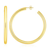 14k Yellow Gold Polished Hoop Earrings(4x50mm)