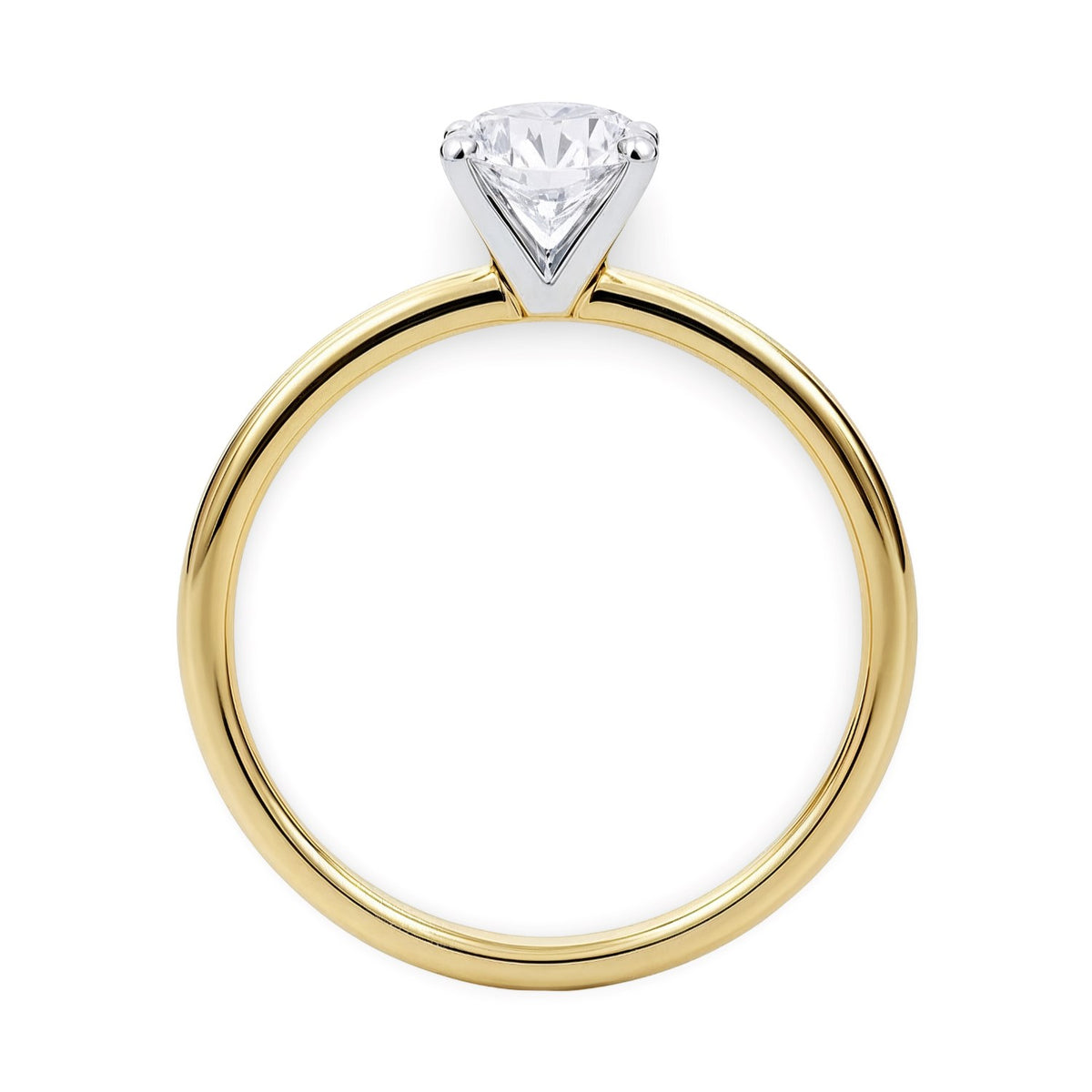 3/4 Carat Round Lab Grown IGI G/VS1 Diamond Solitaire Ring in 14K Yellow Gold
