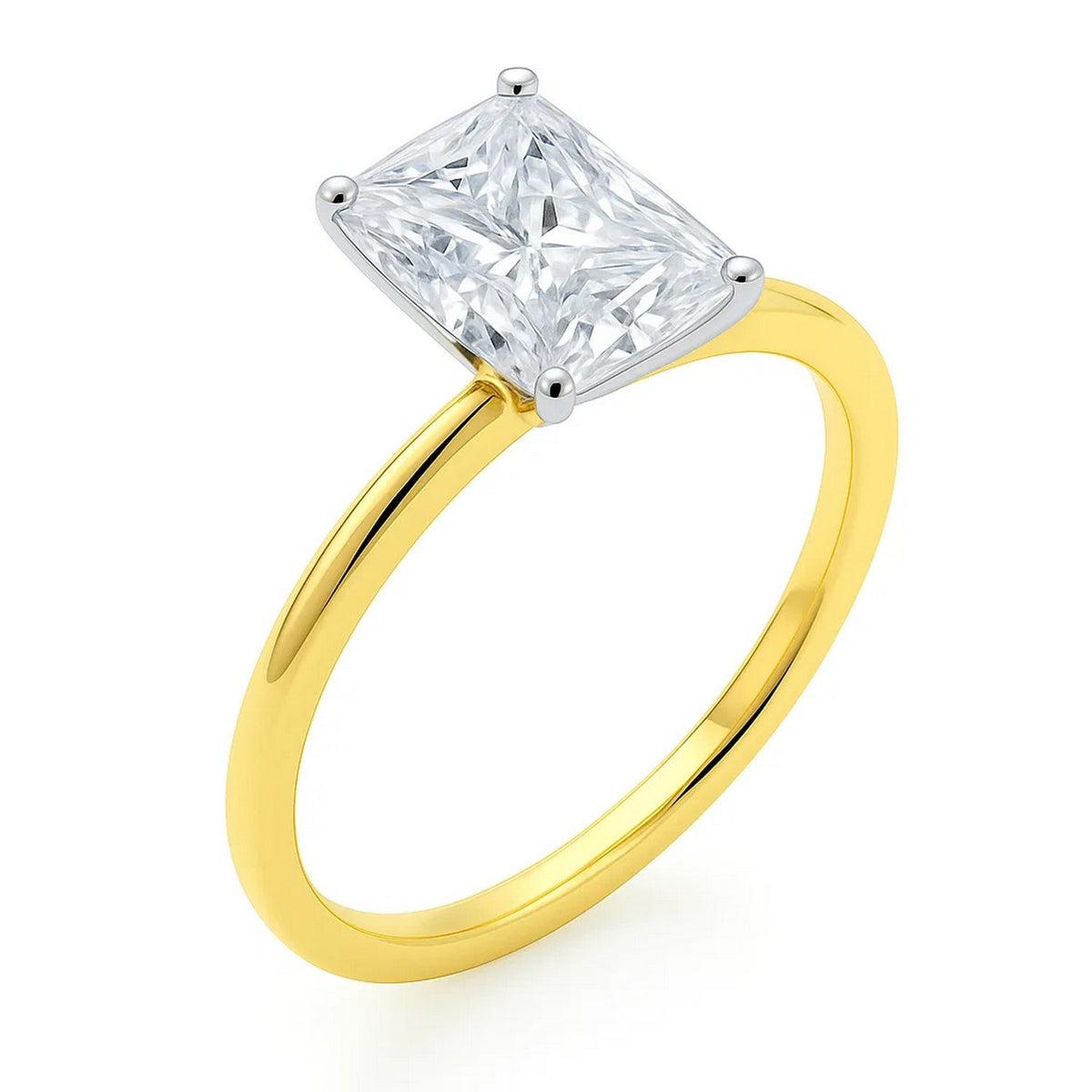 3 Carat Radiant Lab Grown IGI G/VS1 Diamond Solitaire Ring in 10K Yellow Gold