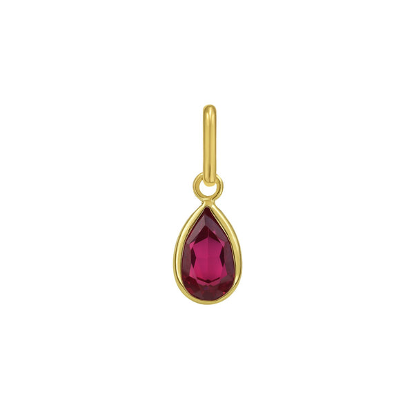 14K Yellow Gold Pear Ruby Charm Pendant