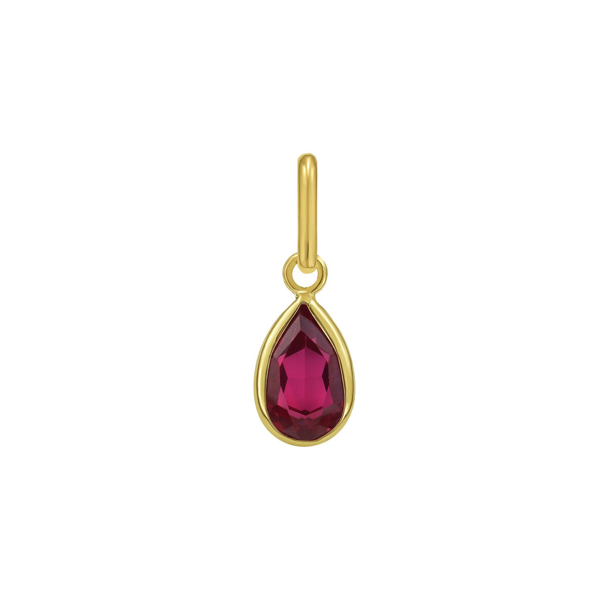 14K Yellow Gold Pear Ruby Charm Pendant