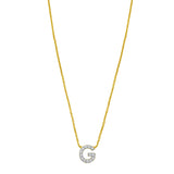 14K Yellow Gold Mini Diamond G Initial Pendant Necklace