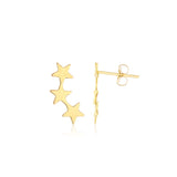 14K Yellow Gold Star Climber Stud Earrings