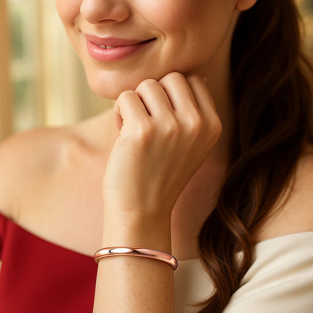 14k Rose Gold Fancy Shiny Dome Bangle (5.00 mm)