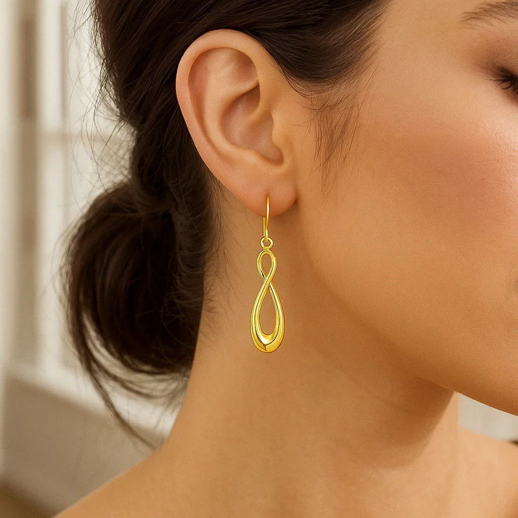 14k Yellow Gold Polished Earrings in Infinity Design