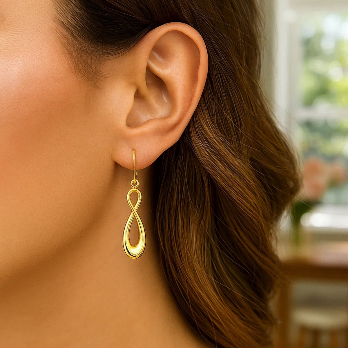 14k Yellow Gold Polished Earrings in Infinity Design