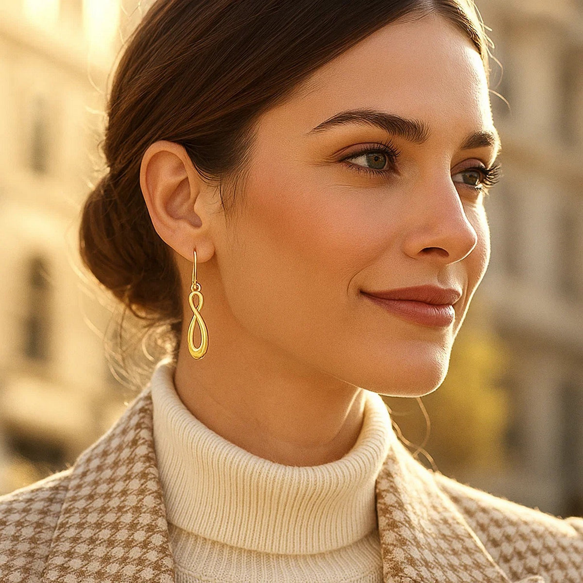 14k Yellow Gold Polished Earrings in Infinity Design