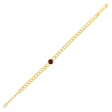 14K Yellow Gold Garnet Curb Chain Bracelet (3.60 mm)