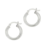 Sterling Silver Polished Hoop Style Earrings with Rhodium Plating (3x15mm)