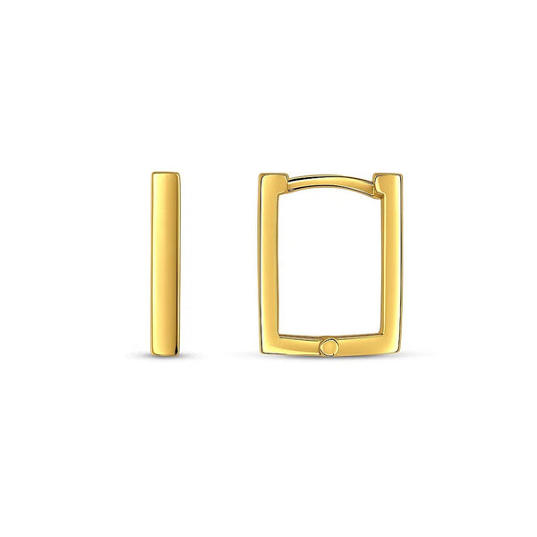 14k Yellow Gold Rectangle Huggie Hoops
