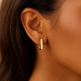14k Yellow Gold Rectangle Huggie Hoops