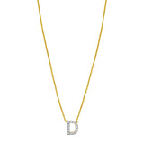 14K Yellow Gold Mini Diamond D Initial Pendant Necklace