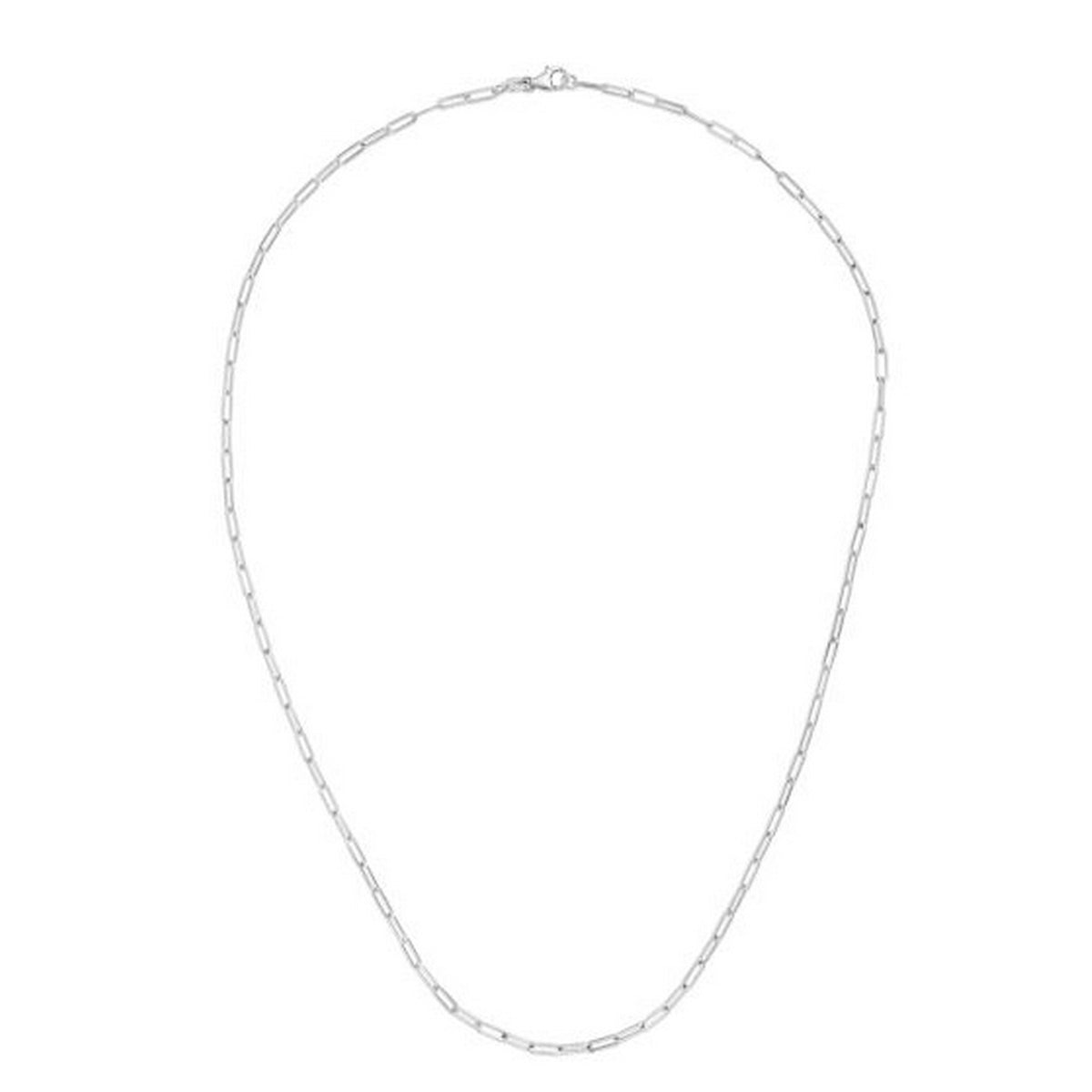 14K White Gold Delicate Paperclip Chain (2.10 mm)