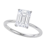 3 Carat Emerald Lab Grown IGI G/VS1 Diamond Solitaire Ring in 10K White Gold