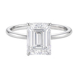 3 Carat Emerald Lab Grown IGI G/VS1 Diamond Solitaire Ring in 10K White Gold