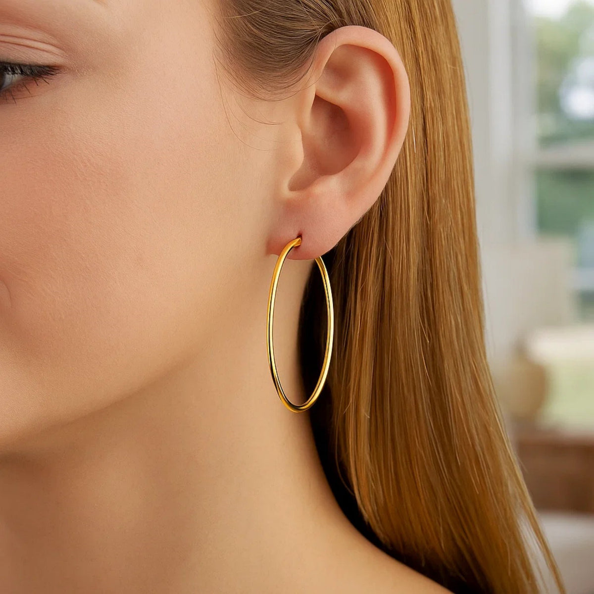 10k Yellow Gold Polished Hoop Earrings (2x45mm)