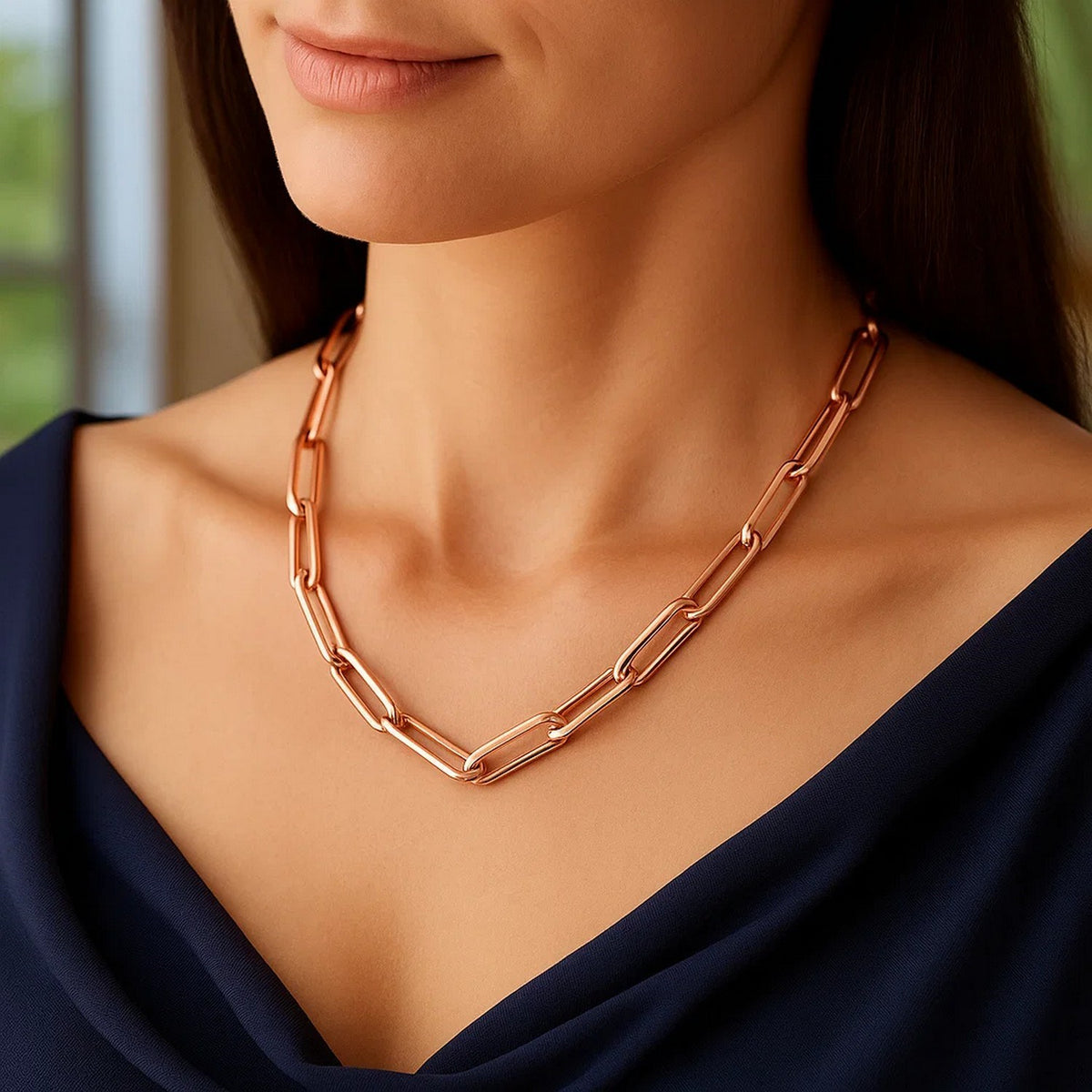 14K Rose Gold Wide Paperclip Chain (6.10 mm)