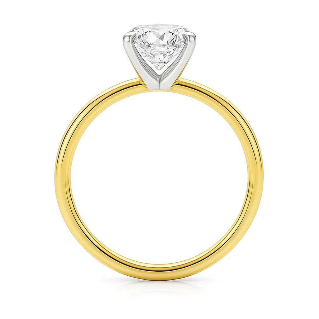 3 Carat Emerald Lab Grown IGI G/VS1 Diamond Solitaire Ring in 14K Yellow Gold