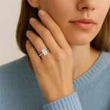 3 Carat Emerald Lab Grown IGI G/VS1 Diamond Solitaire Ring in 14K Yellow Gold