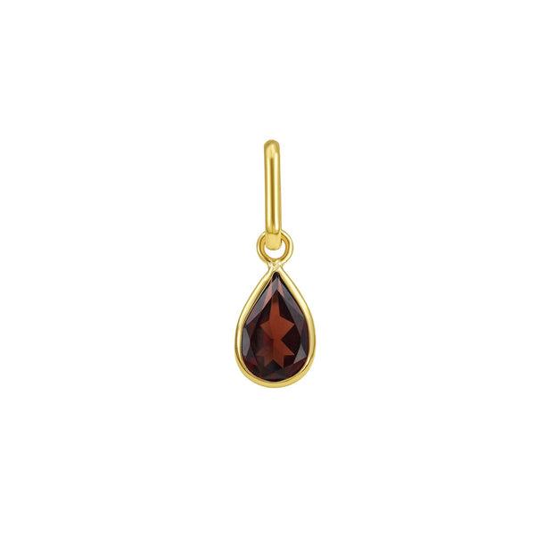 14K Yellow Gold Pear Garnet Charm Pendant