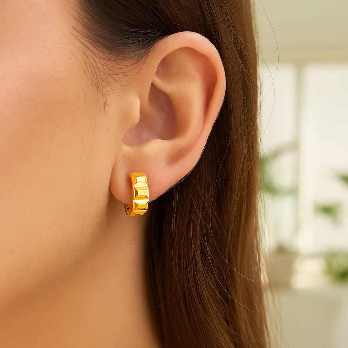 14K Yellow Gold J Hoop Earrings