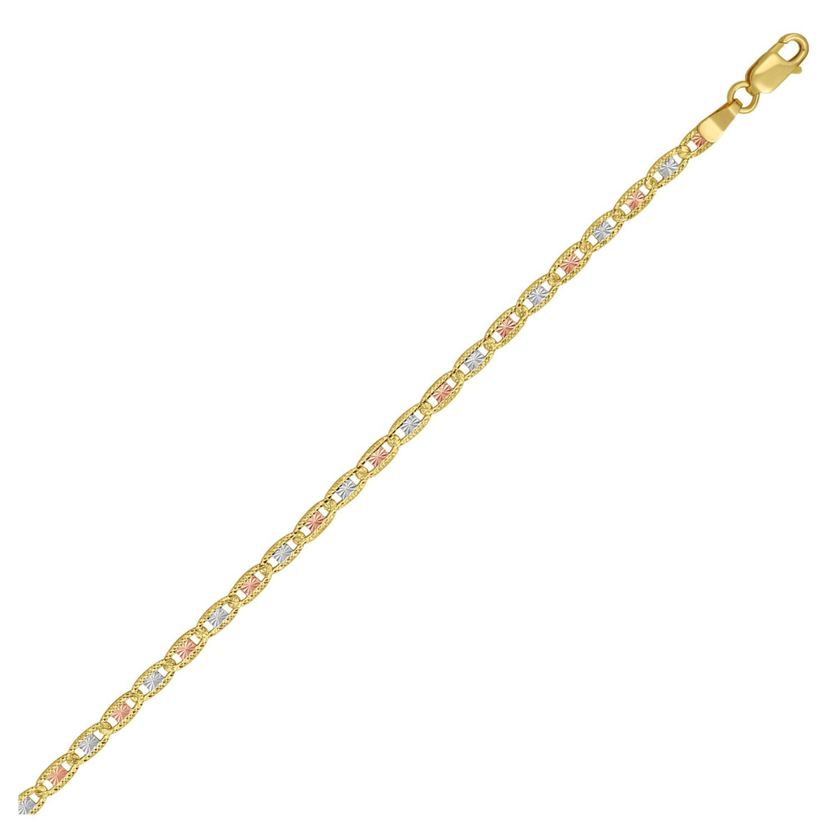 14K Tri Color Gold Pave Valentino Chain (3.00 mm)