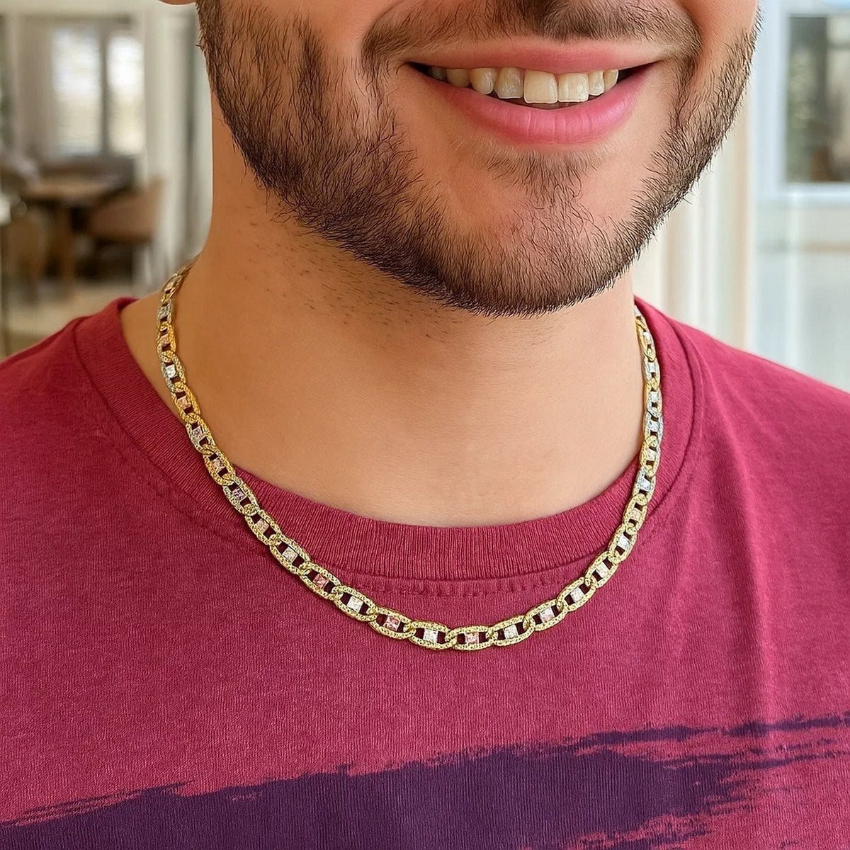 14K Tri Color Gold Pave Valentino Chain (3.00 mm)