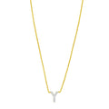 14K Yellow Gold Mini Diamond Y Initial Pendant Necklace