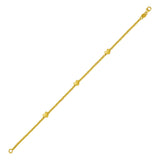 14K Yellow Gold Heart Station Bead Bracelet