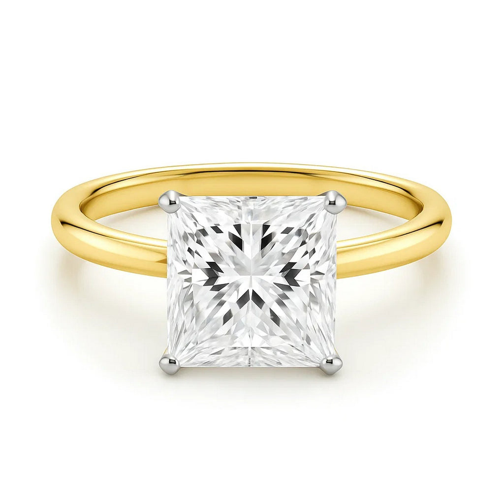 5 Carat Princess Lab Grown IGI G/VS1 Diamond Solitaire Ring in 10K Yellow Gold