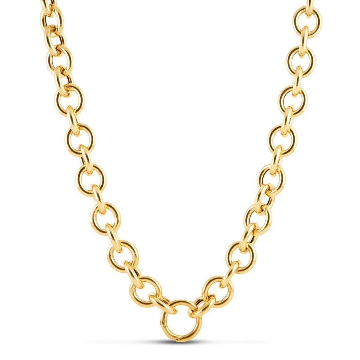 14k Yellow Gold Round Link Chain Necklace