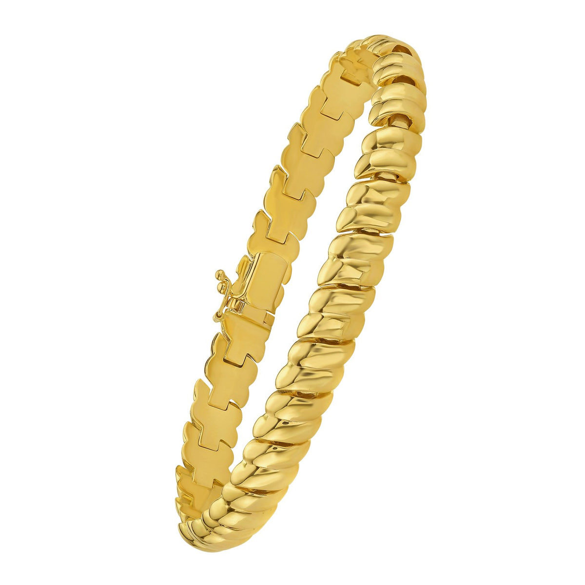 14K Yellow Gold Scalloped Bangle (8.00 mm)
