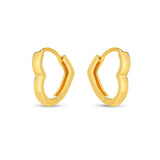 14k Yellow Gold Heart Huggie Hoops