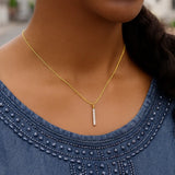14k Yellow Gold Bar Pendant with Diamonds