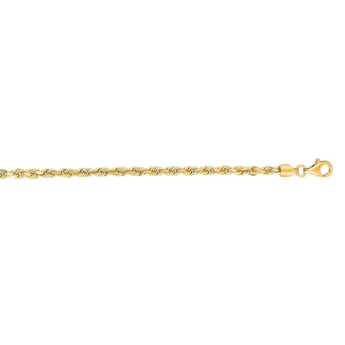 10k Yellow Gold Solid Diamond Cut Rope Bracelet (3.00 mm)