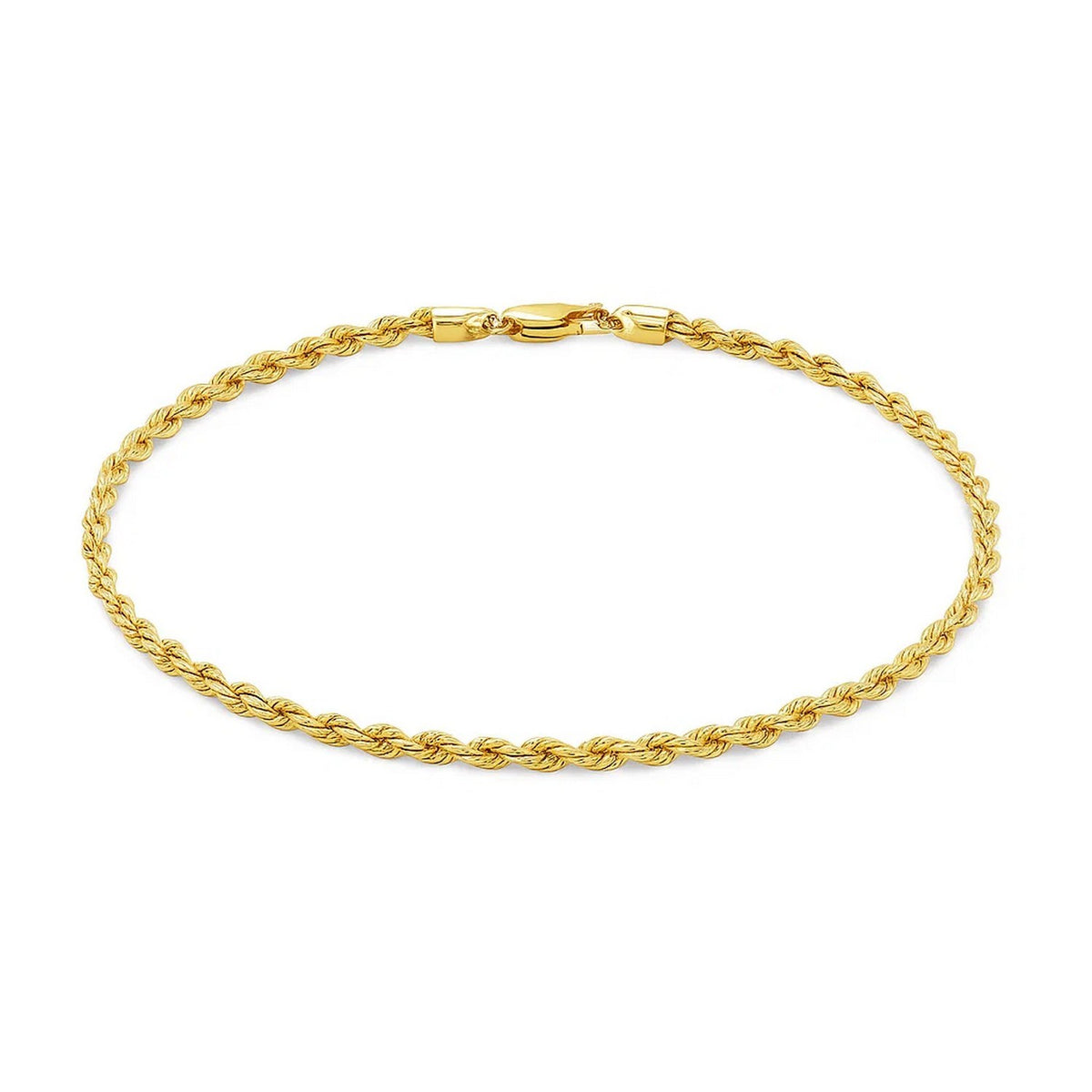 10k Yellow Gold Solid Diamond Cut Rope Bracelet (3.00 mm)