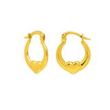 Small Heart Hoop Earrings in 14K Yellow Gold