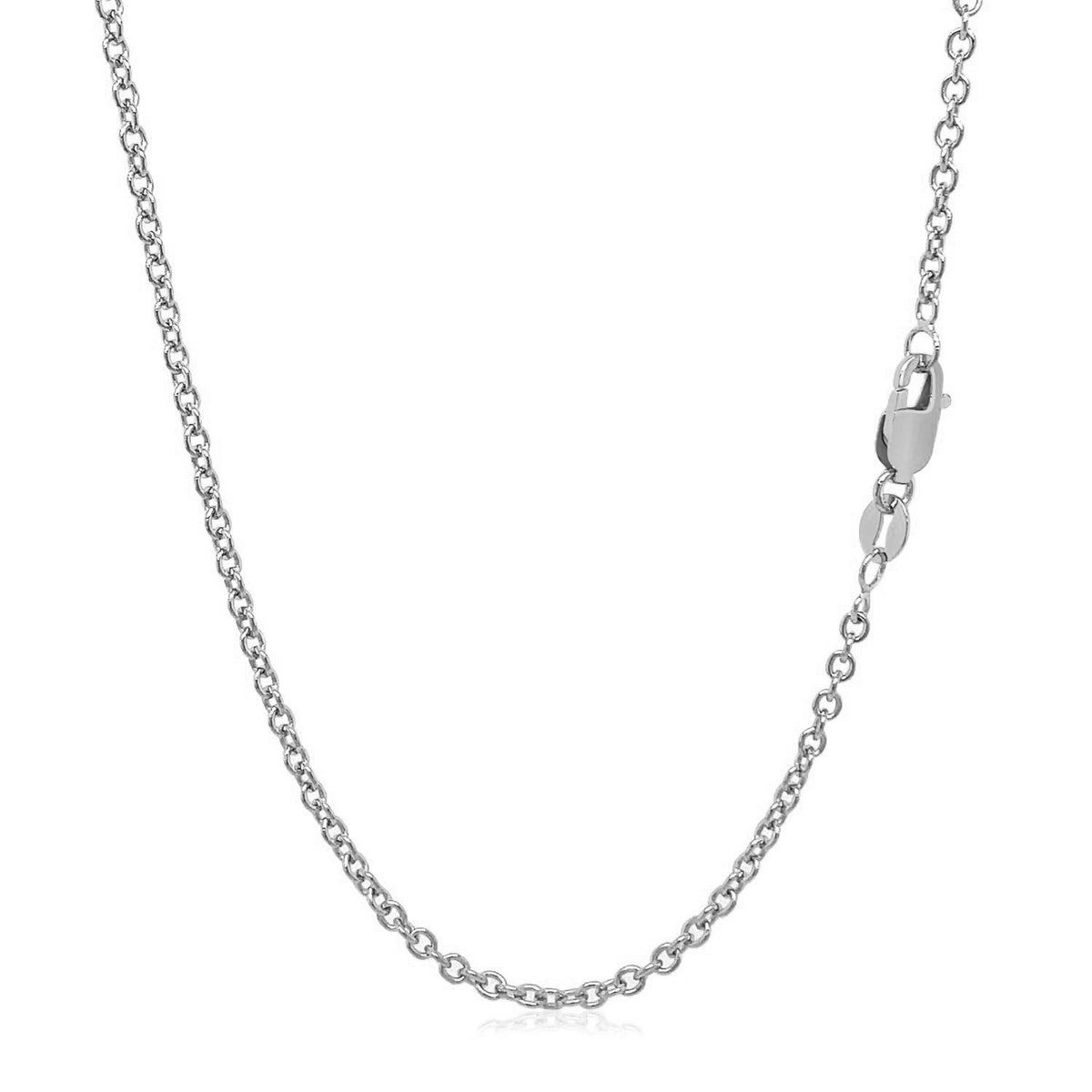 14k White Gold Round Cable Link Chain (2.4 mm)