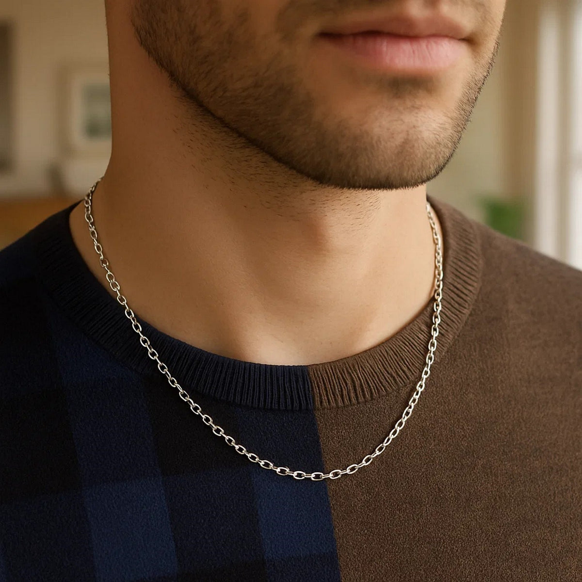 14k White Gold Round Cable Link Chain (2.4 mm)