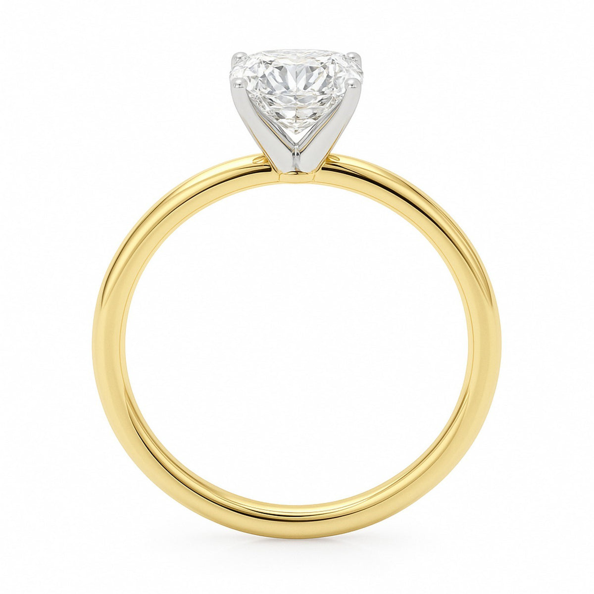 2 Carat Cushion Lab Grown IGI G/VS1 Diamond Solitaire Ring in 14K Yellow Gold